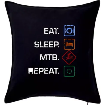 Polštář Eat sleep MTB repeat - Polštář 50x50 - 50x50 - Pouze potah ( Černá )