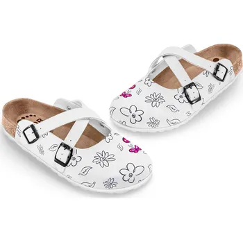 Dámská zdravotní obuv Obuv zdravotní FORcare 101057 bílá potisk motýli, bílá podešev Velikost: 42