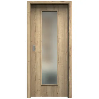 Interiérové dveře SAPELI ELEGANT KOMFORT M55 - CPL LAMINÁT - POSUVNÉ DVEŘE VČ. ZÁRUBNĚ - Dub Halifax Průchozí šířka (cm): 80, Průchozí výška (cm): 210, Typ skla: Satináto bílé