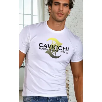 Pánské tričko Pánská trička Cavicchi CC219 00110 luxusní bílá pánská trička Roberto Martinelli Velikost: M