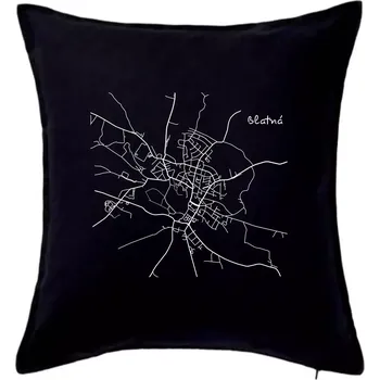 Polštář Černobílá mapa Blatná - Polštář 50x50 - 50x50 - Pouze potah ( Černá )