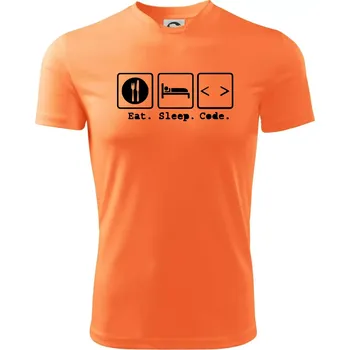Eat sleep Code - Dětské triko sportovní (dresovina) - 146 cm/10 let ( Neon mandarine )