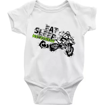 Kojenecký body Eat Sleep Motocross - Body kojenecké s krátkým rukávem - Krátký r. 12-18 měs ( Bílá )