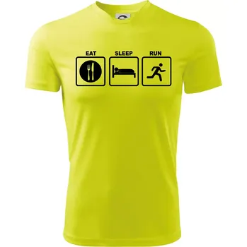 Eat sleep run čtverce - Dětské triko sportovní (dresovina) - 158 cm/12 let ( Neonově žlutá )