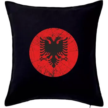 Polštář Albánie znak v kruhu - Polštář 50x50 - 50x50 - Pouze potah ( Černá )