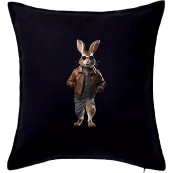 Polštář Zajíc frajer - Polštář 50x50 - 50x50 - Pouze potah ( Černá )