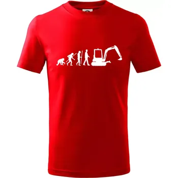 Evoluce bagr malý - Tričko dětské bavlněné - 98 cm / 2 roky ( Červená )