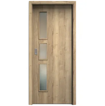 Interiérové dveře SAPELI ELEGANT KOMFORT M33 - CPL LAMINÁT - POSUVNÉ DVEŘE VČ. ZÁRUBNĚ - Dub Halifax Průchozí šířka (cm): 70, Průchozí výška (cm): 197, Typ skla: Satináto bílé