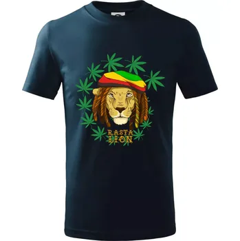 Chlapecké tričko Rasta Lion - Tričko dětské bavlněné - 98 cm / 2 roky ( Námořní modrá (velmi tmavá - téměř černá) )