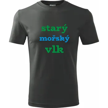 Pánská móda Grafitové tričko starý mořský vlk - dárky pro námořníka - barva antracit - velikost XXXL