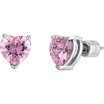 Náušnice LUCA BARRA Ocelové kruhové náušnice s růžovým zirkonem