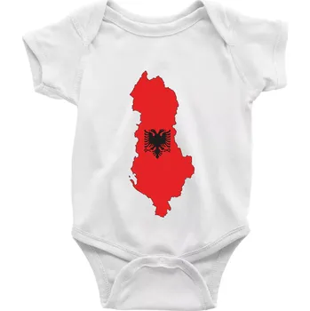 Kojenecký body Albánie mapa a znak - Body kojenecké s krátkým rukávem - Krátký r. 12-18 měs ( Bílá )