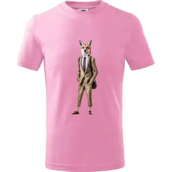 Vlk elegán - Tričko dětské bavlněné - 158 cm/12 let ( Růžová )