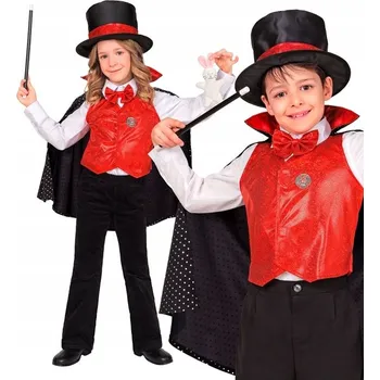 Karnevalový kostým KOSTÝM KOUZELNÍK ČARODĚJ PRO DĚTI KARNEVALOVÝ PŘEVLEK 140