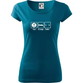 Dámské tričko Eat sleep Code - Dámské triko Pure - 3XL ( Petrolejová )