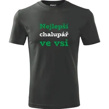 Pánská móda Grafitové tričko Nejlepší chalupář ve vsi - dárky pro kamarády - barva antracit - velikost XXL