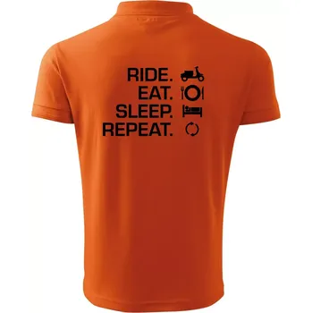 Pánská košile Ride Eat Sleep Repeat moto skútr - Polokošile pánská Pique Polo 203 - L ( Oranžová )