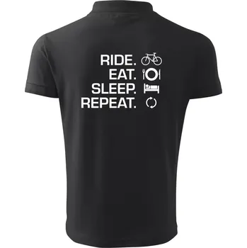 Pánská košile Ride Eat Sleep Repeat kolo - Polokošile pánská Pique Polo 203 - 4XL ( Dřevěné uhlí )