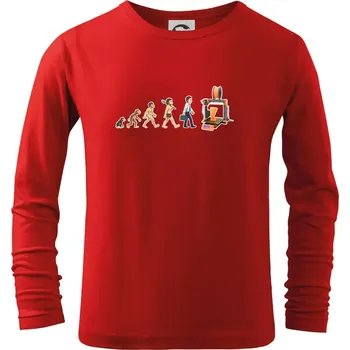 Chlapecké tričko Evoluce 3D tisk - Triko dětské Long Sleeve - 122 cm/6 let ( Červená )