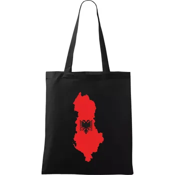 Nákupní taška Albánie mapa a znak - Taška bavlněná - 42 x 38 cm ( Černá )