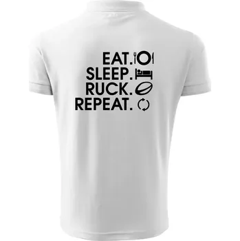 Pánská košile Eat sleep Rugby - Polokošile pánská Pique Polo 203 - 5XL ( Bílá )