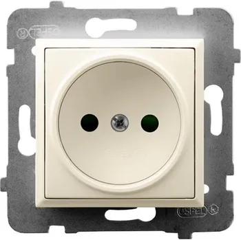 Elektrická zásuvka Ospel Aria Zásuvka Jednoduchá Bez Uzemnění Ecru Kontakt GP-1U/m/27