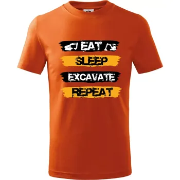 Eat Sleep Excavate Repeat - Tričko dětské bavlněné - 104-110cm / 3-4 roky ( Oranžová )