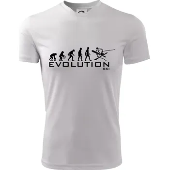 Chlapecké tričko Evoluce lyžování - Dětské triko sportovní (dresovina) - 122 cm/6 let ( Bílá )