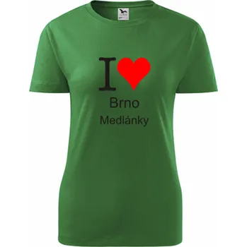 Dámské tričko Zelené dámské tričko I love Brno Medlánky - triko Brno Medlánky - barva zelená - velikost XL