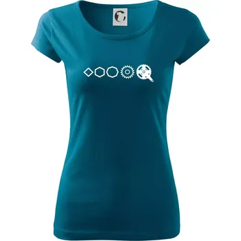 Dámské tričko Evoluce pedály - Dámské triko Pure - 2XL ( Petrolejová )