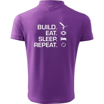 Pánská košile Build eat sleep repeat - montážní pěna - Polokošile pánská Pique Polo 203 - 5XL ( Fialová )