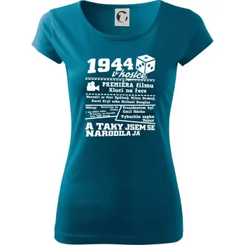 Dámské tričko 1944 v kostce - Dámské triko Pure - L ( Petrolejová )