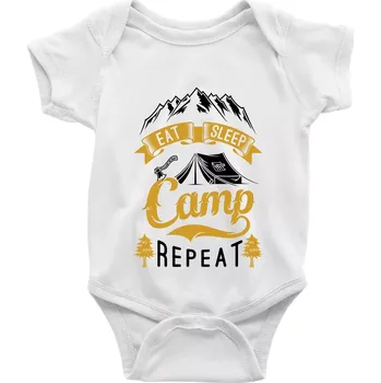 Kojenecký body Eat Sleep Camp Repeat - Body kojenecké s krátkým rukávem - Krátký r. do 3 měs ( Bílá )