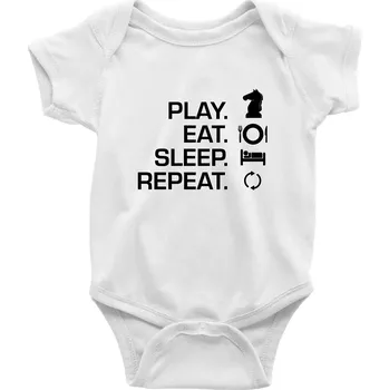 Kojenecký body Eat sleep play - šachy - Body kojenecké s krátkým rukávem - Krátký r. do 3 měs ( Bílá )