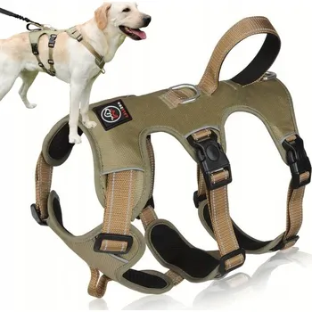 Postroj pro psa Silné postroje PROTI ÚTĚKU pro psa ELBA, vojenská khaki barva, vel XL