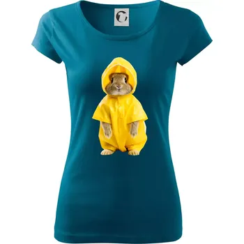 Dámské oblečení Králík v pláštěnce - Dámské triko Pure - XL ( Petrolejová )