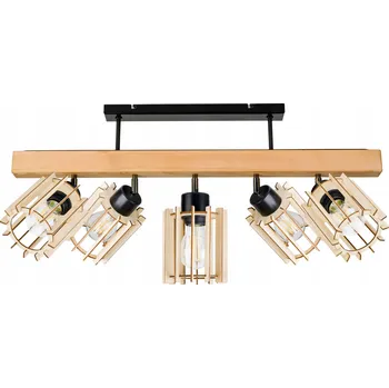 Dřevěné stropní svítidlo trám ŽÁROVKA STROPNÍ SVÍTIDLO LOFT ČERNÉ pro 5x STÍNIDLO E27
