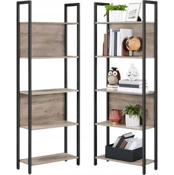 Knihovna Regál Vasagle s 5 policemi, černý, dřevotříska, 62x24x165 cm, industriální styl