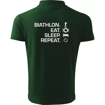 Pánská košile Biathlon Eat Sleep Repeat - Polokošile pánská Pique Polo 203 - 2XL ( Lahvově zelená )