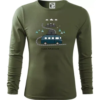 Pánské oblečení Cesta přírodou I love Adventure - Triko s dlouhým rukávem FIT-T long sleeve - M ( Khaki )