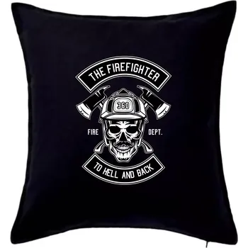 Polštář Lebka hasič do pekla a zpátky - Polštář 50x50 - 50x50 - Pouze potah ( Černá )