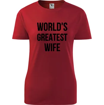 Dámské tričko Červené dámské tričko Worlds Greatest Wife - barva červená - velikost L