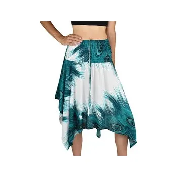 Dámská sukně Sukně krátká TUNDE, tyrkysovo - bílá, paví pera