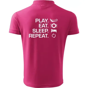 Pánská košile Play Eat Sleep Repeat florbal - Polokošile pánská Pique Polo 203 - 5XL ( Purpurová )