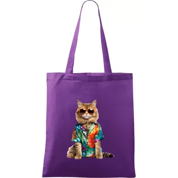 Kočka v létě - Taška bavlněná - 42 x 38 cm ( Fialová )