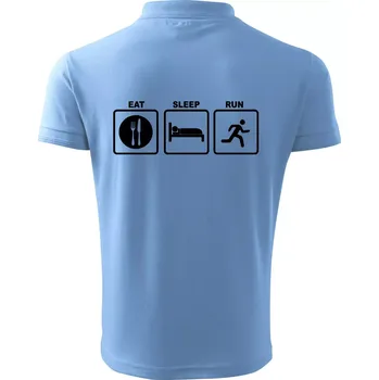 Pánská košile Eat sleep run čtverce - Polokošile pánská Pique Polo 203 - 4XL ( Pyžamově světlá modrá )