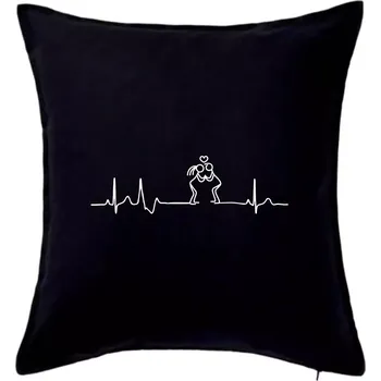 Polštář EKG zamilovaný pár - Polštář 50x50 - 50x50 - Pouze potah ( Černá )