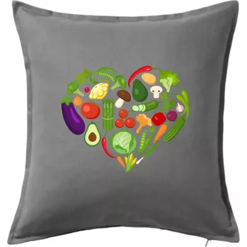 Polštář Zelenina Srdce - Polštář 50x50 - 50x50 - Pouze potah ( Tmavě šedý melír )