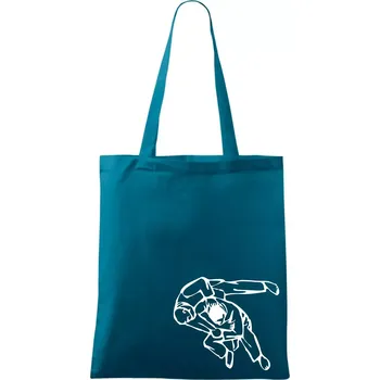 Nákupní taška Judo nápis + postavy - Taška bavlněná - 42 x 38 cm ( Petrolejová )