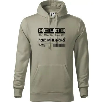 Pánská mikina Čárový kód - Řidič MHD - Mikina pánská Cape s kapucí - S ( Light khaki )